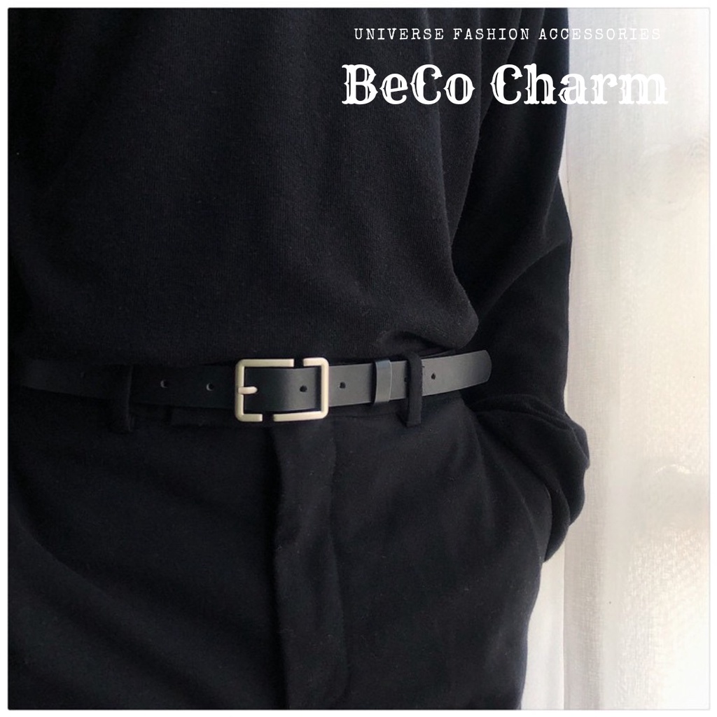 Thắt Lưng Unisex Cao Cấp Bản Nhỏ BBelt Mặt Chữ B Màu Đen Đẹp - Dây Lưng Da PU Mặt Kim Loại Hàn Quốc - BBelt - BeCo Charm