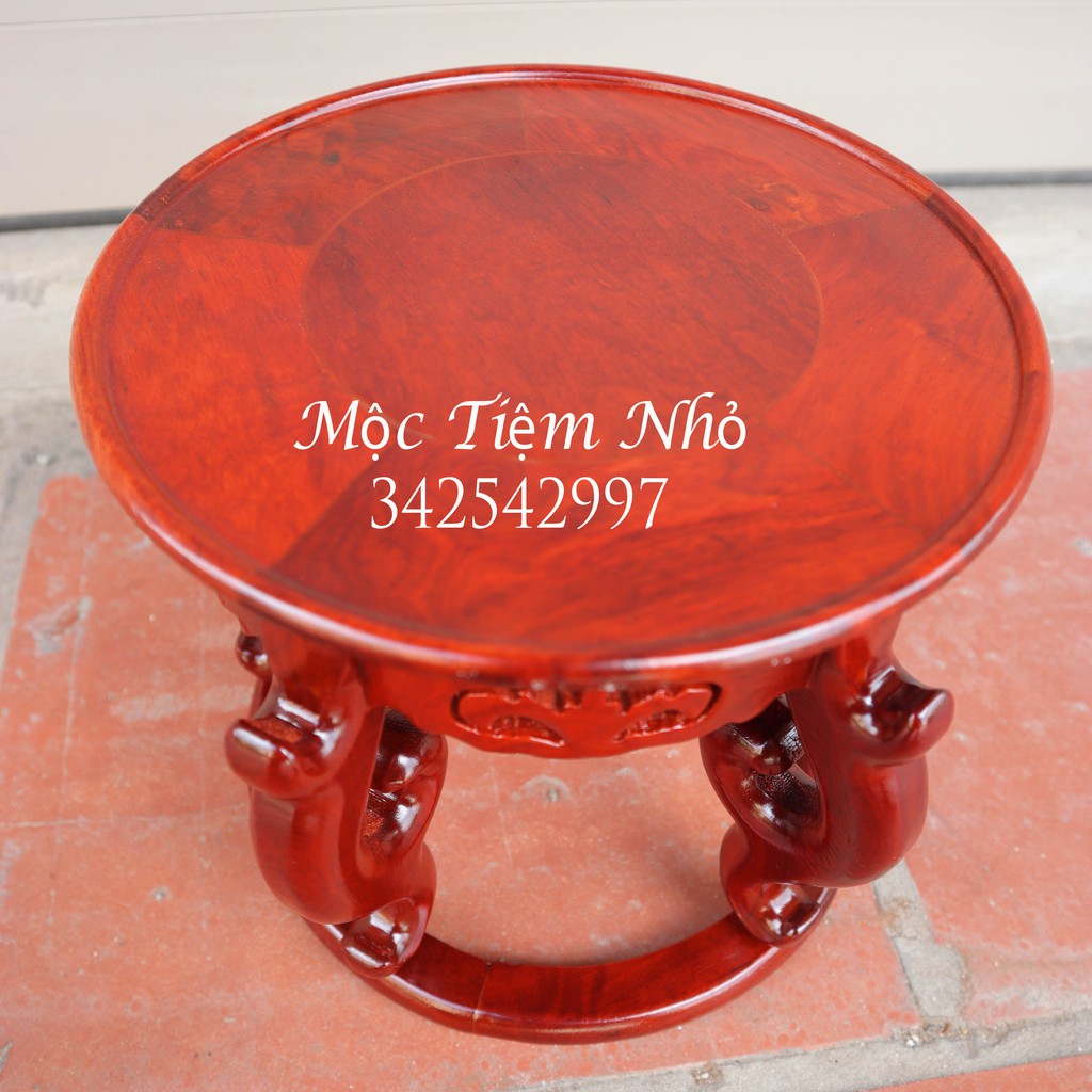 Kỷ khuyên tròn gỗ hương đỏ Kỷ chân-Đôn tròn chân-Đế bát hương
