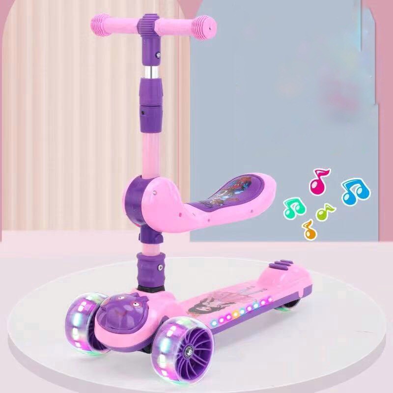 Xe trượt Scoter 3 bánh đa năng có đèn led phát sáng, có nhạc và ghế ngồi cho trẻ em - Tải Trọng 70kg