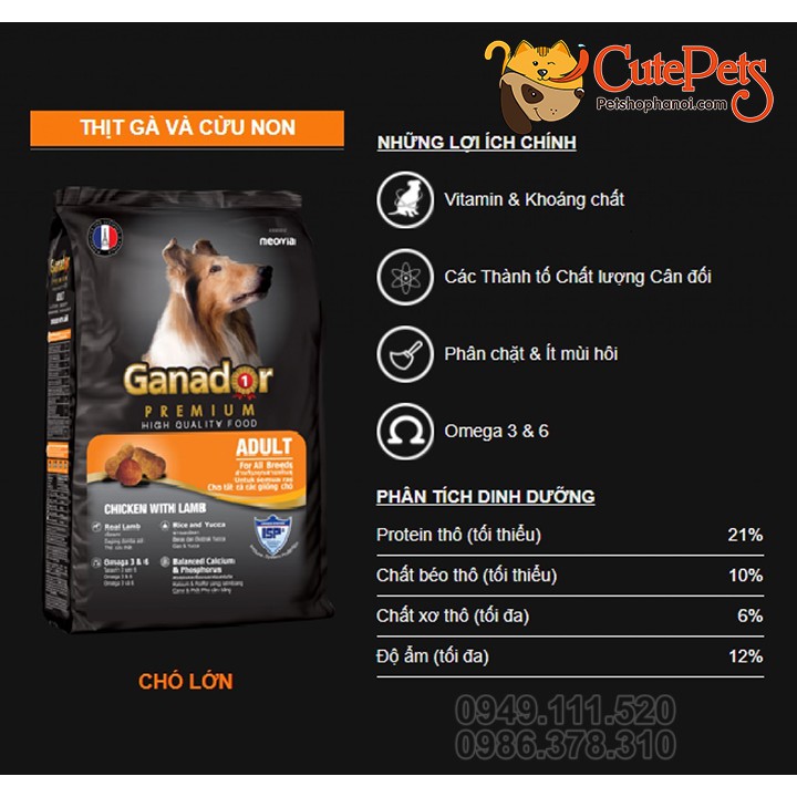 Thức ăn cho chó Ganador 3Kg Hạt cho chó giá rẻ - CutePets