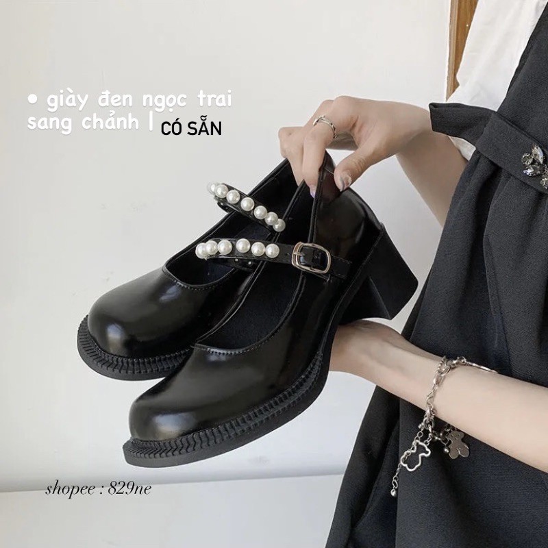 sẵn/ giày da đen 💖 giày quai ngọc, mary jane boot martins độn đế (đặt giao luôn)