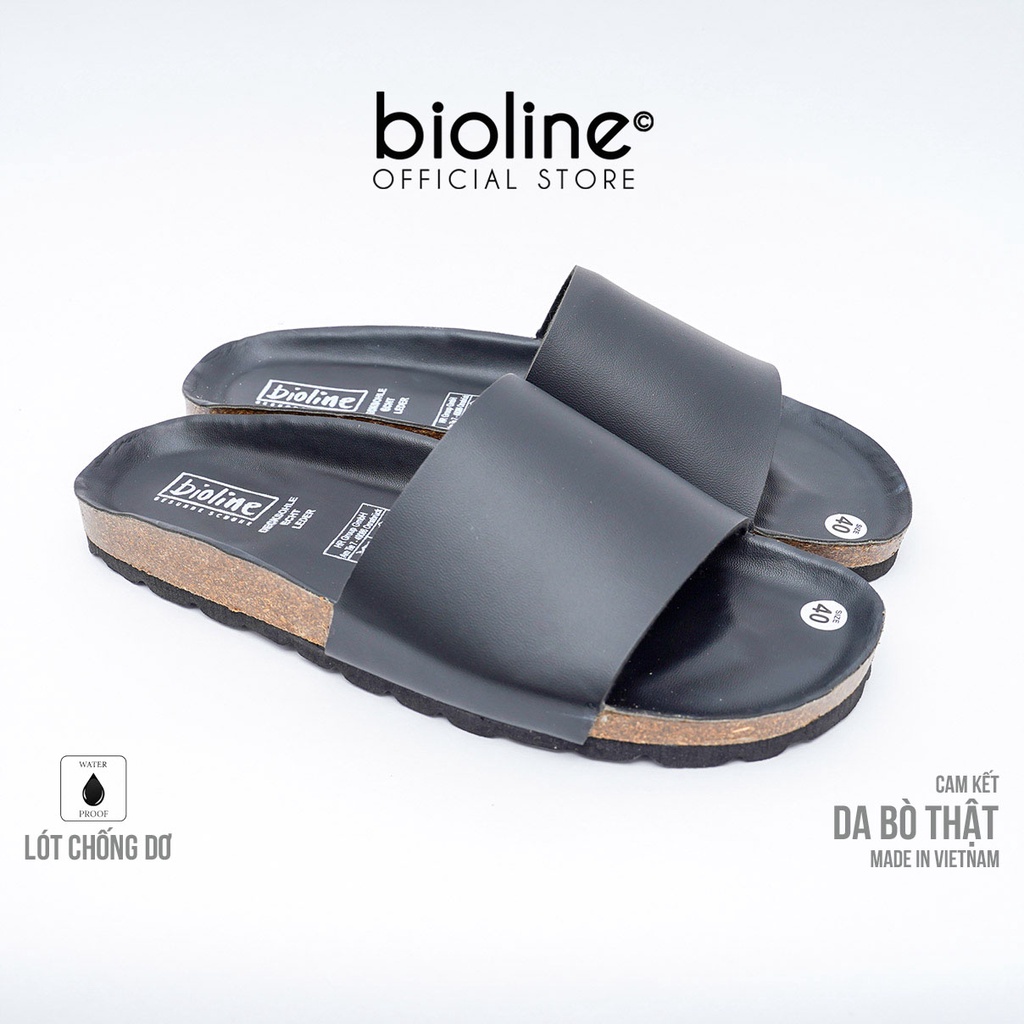 DK05-LÓT CHỐNG NƯỚC - Dép đế trấu BIRKEN da bò thật nam nữ unisex, dép da bò nguyên tấm chính hãng BIOLINE - D05