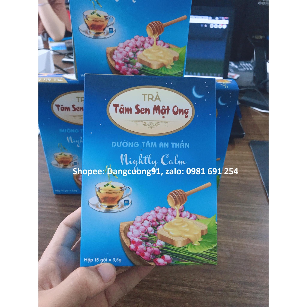 Trà tâm sen mật ong, dưỡng tâm an thần túi lọc [ Hộp 15 túi lọc ]