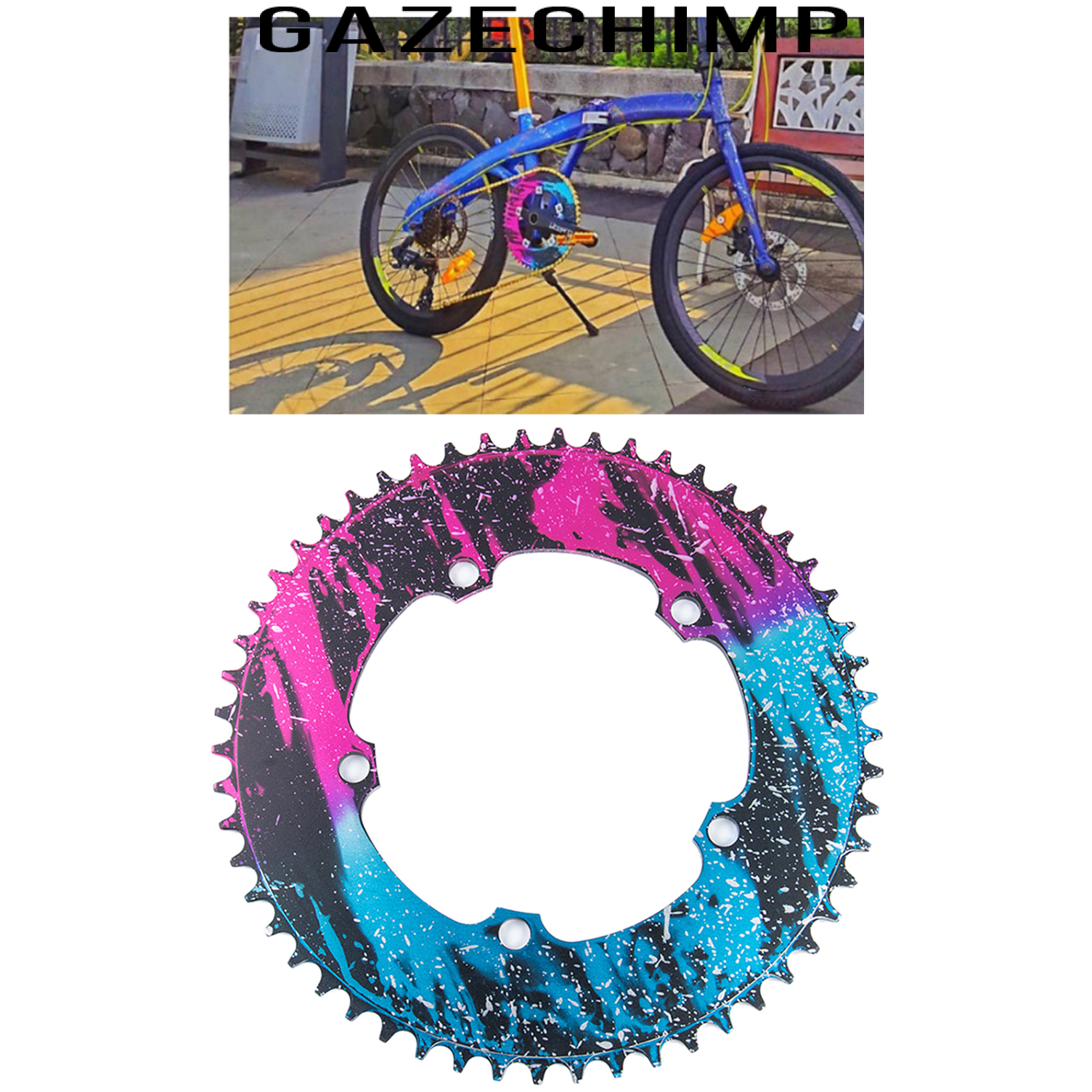 [GAZECHIMP]Bike Chainring Single Speed Road 54T/56T BCD130 Sprocket Refit Chainwheel