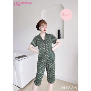 Đồ Bộ Pijama Lụa Cao Cấp Lửng F413 - Đồ Bộ Suli