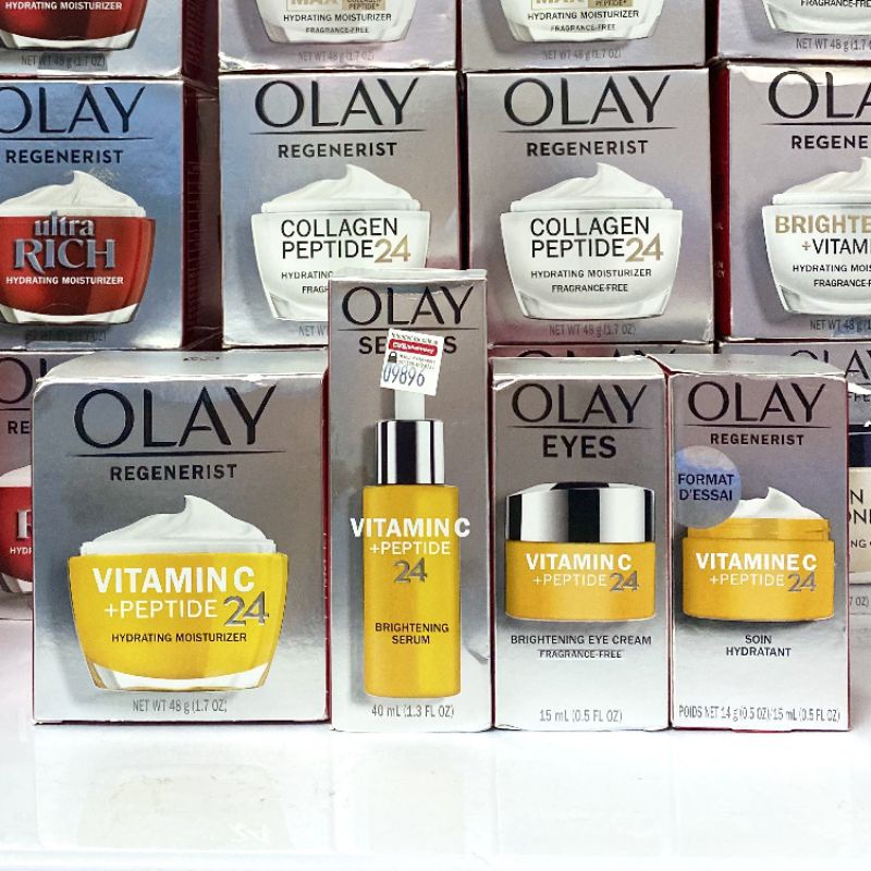 Bộ kem dưỡng +kem mắt + serum trắng da Olay Vitamin C Peptide 24