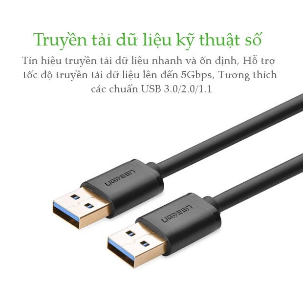 Cáp USB 3.0 sang USB 3.0 (2 Đầu Đực) Dài 0,5m 1m 2m Ugreen 10369 10370 10371 - Hàng Chính Hãng