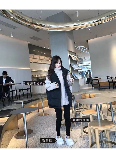 Áo Khoác Gile Rộng Rãi Phong Cách Nữ Sinh Hàn Quốc