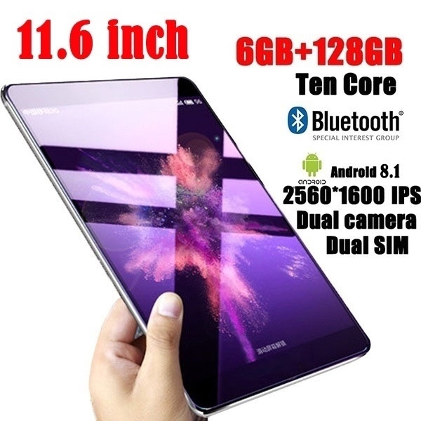 Tablette AndroidBattery Capacity Is Large 11.6inch Tablets 6+128GB Android Tablet WiFi PC Support Dual SIM Card Tablet