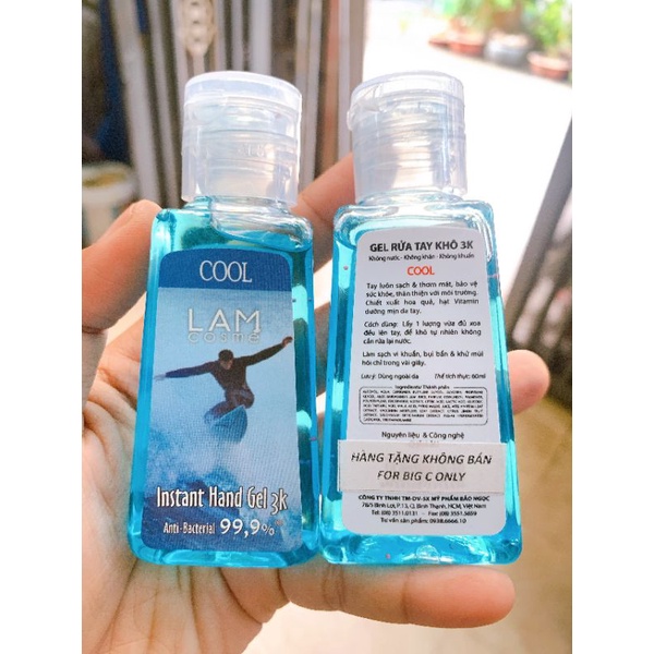 Gel Rửa Tay Khô 3K LAM Cosme 60ml ( Hàng Thật Có Hạt )
