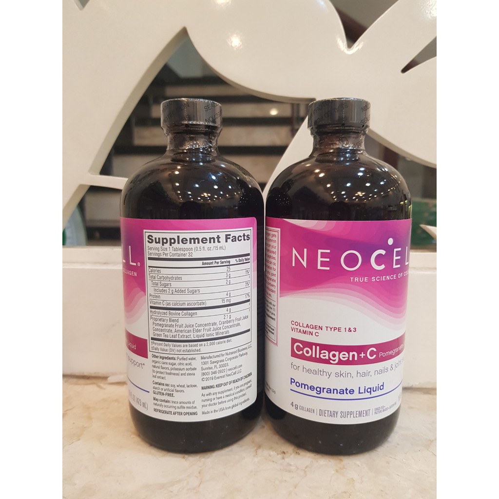 Nước Collagen Lựu Neocell Collagen + C Pomegranate Liquid của Mỹ 4000mg 473ml