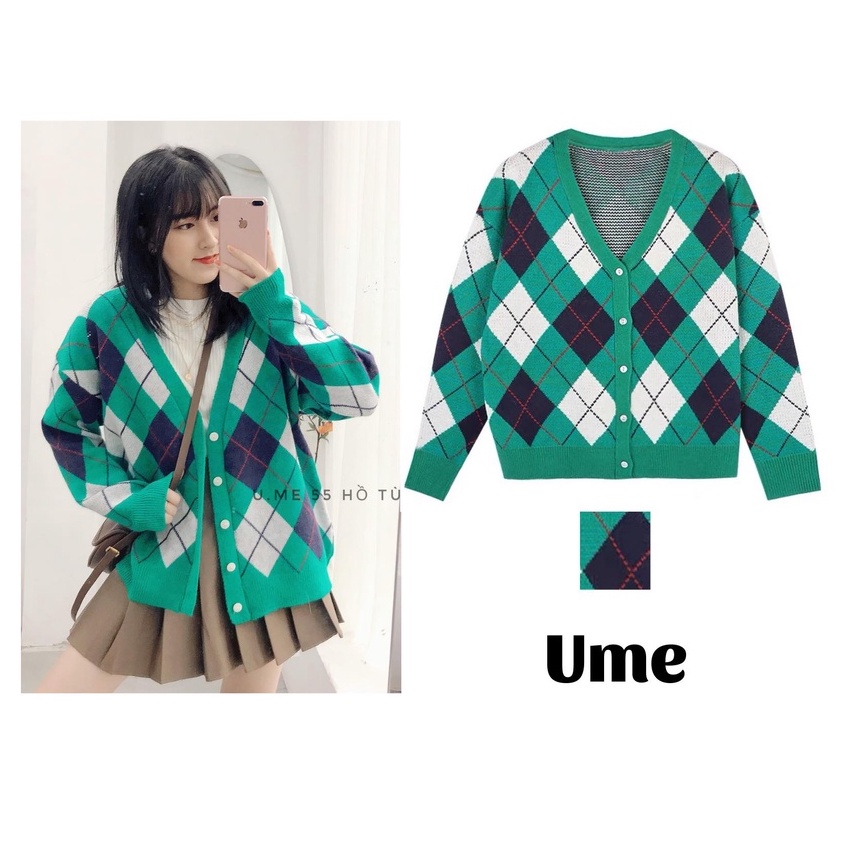 Áo cardigan kẻ 2 màu chất len lông thỏ mềm mịn phong cách hàn quốc