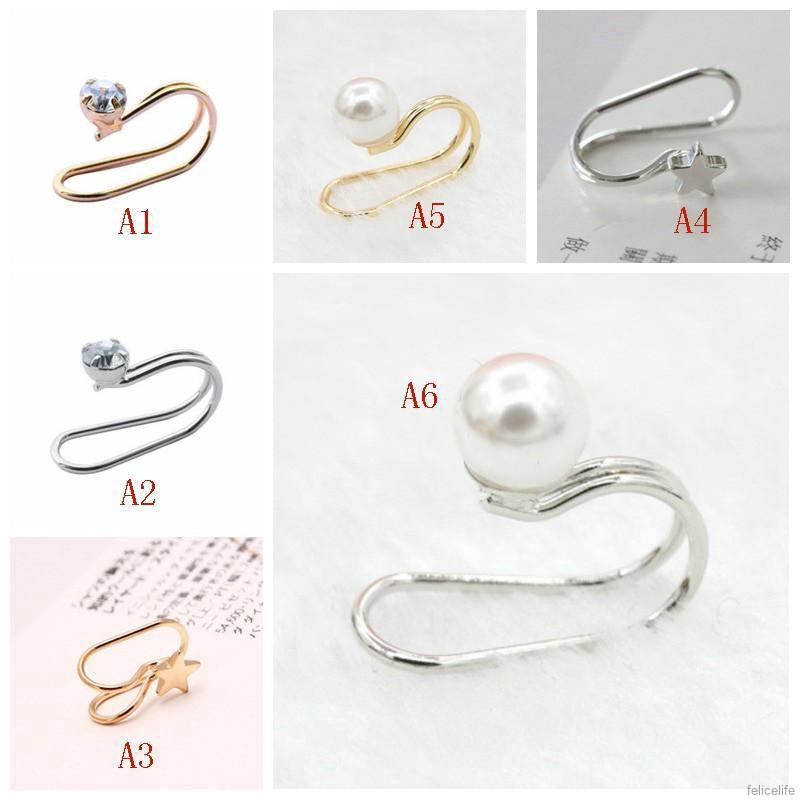 Khuyên tai đeo vành tai hình chữ U đính đá / ngọc trai / kim cương giả thời trang thanh lịch cho nữ