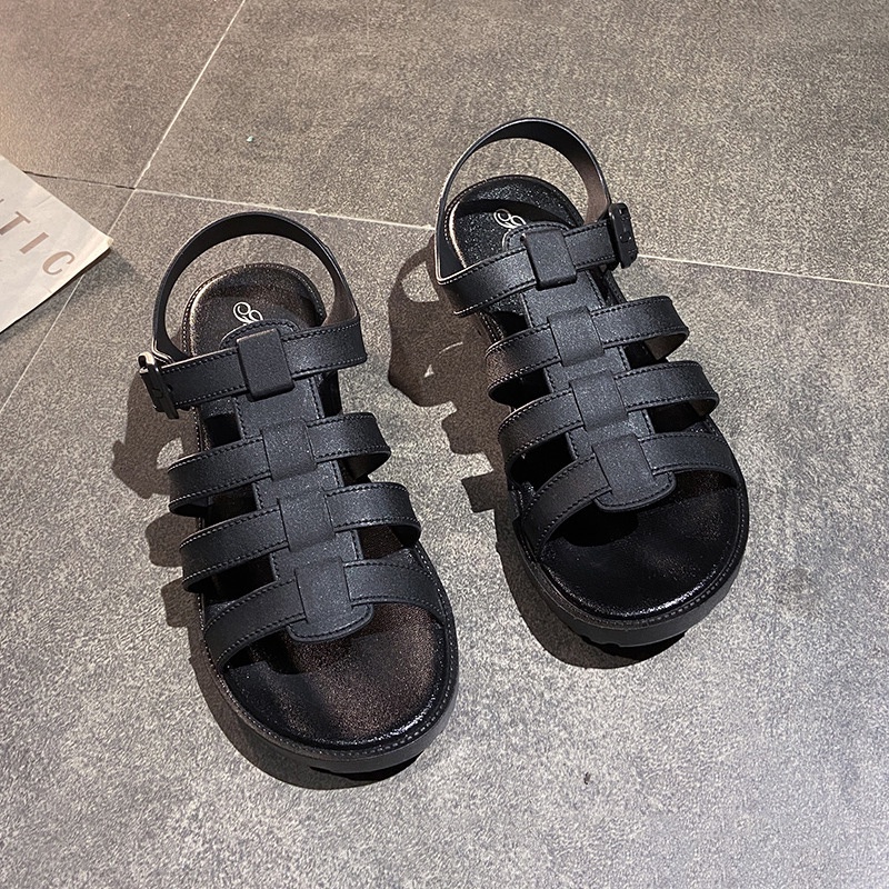 IELGY Giày sandal  đế mềm phong cách La Mã đơn giản cho nữ