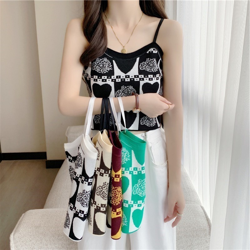 Áo Hai Dây Dệt Kim Thêu Họa Tiết Quyến Rũ