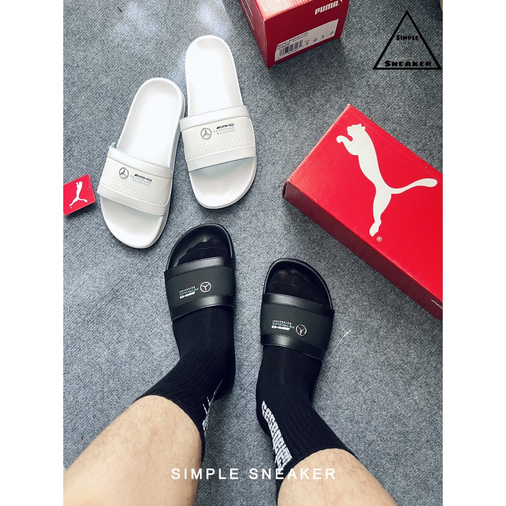 Dép Puma x Mercedes Chính Hãng FREESHIP Puma Leadcat Slides Mercedes Team Sliver - Dép Quai Ngang Puma [37155301