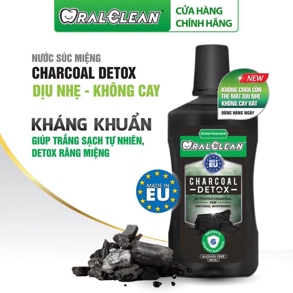 [Mã BMBAU50 giảm 50K đơn 150K] Nước súc miệng OralClean Charcoal Detox 300ml