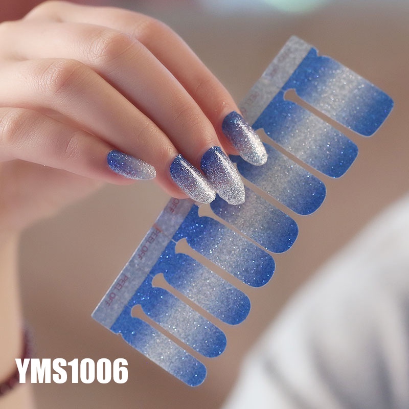 Bộ nail sticker dán móng tay trang trí nghệ thuật 3D đổ gradient lấp lánh YMS1001-1014 chống thấm nước