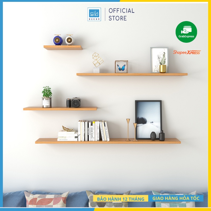 Kệ Gỗ Treo Tường Thanh Ngang Đơn Giản Với Kết Cấu Giấu Chân SIB Decor, Tặng Kèm Phụ Kiện Và Thước Thuỷ Lấy Cân Bằng