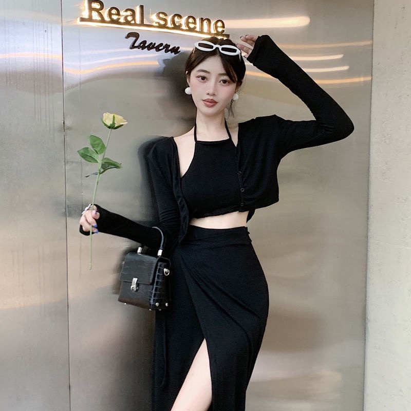 Set Áo Hai Dây Và Chân Váy Xẻ Tà Phong Cách Trẻ Trung Thanh Lịch Dành Cho Nữ