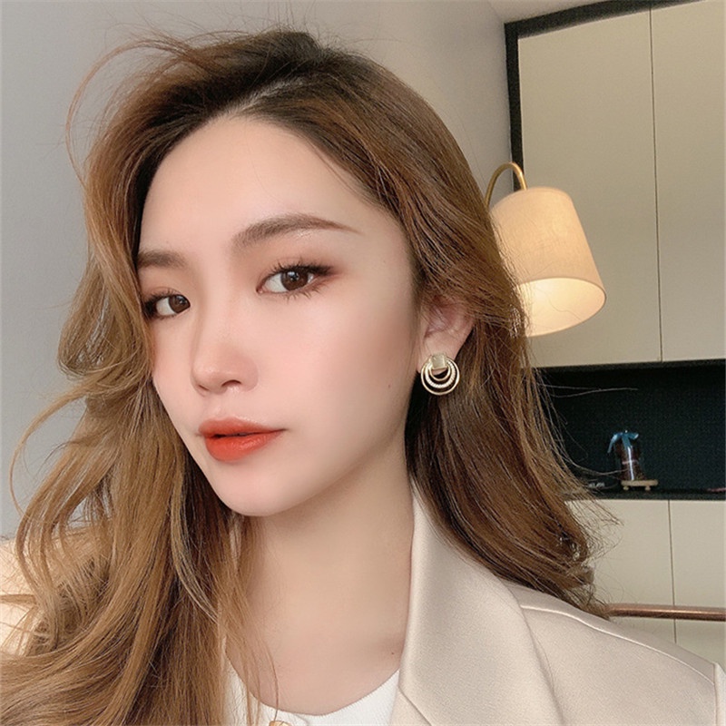 Bông Tai Mạ Bạc 925 Hình Tròn Mắt Mèo Thời Trang 2022