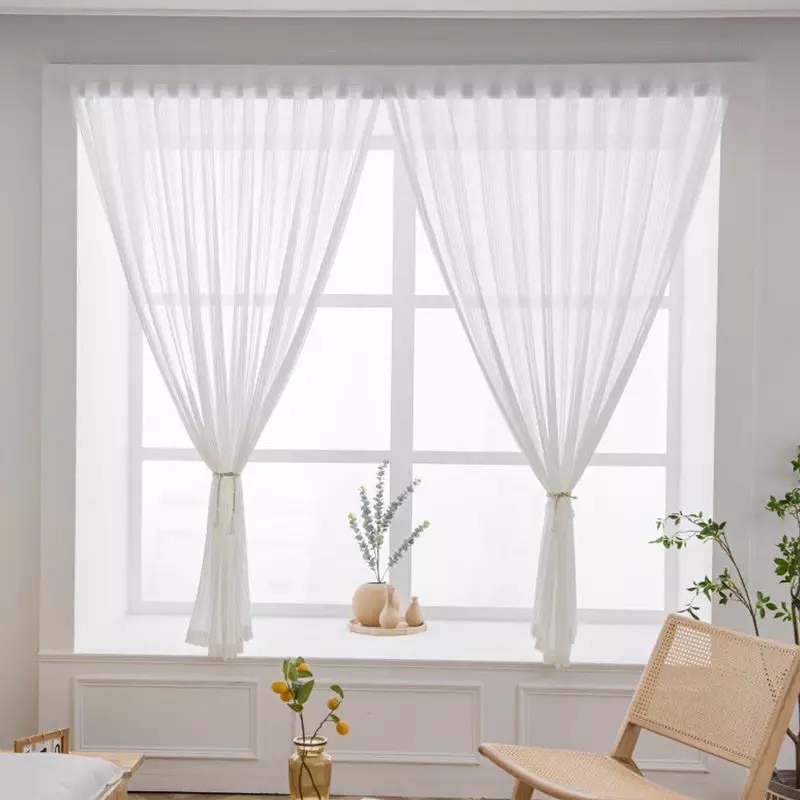 Rèm Voan Trắng Dán Tường, Rèm Voan Decor Trang Trí Xinh Xắn Tiện Lợi Cho Cửa Sổ Phòng Ngủ, Phòng Khách, Rèm Cửa TMFABRIC | BigBuy360 - bigbuy360.vn