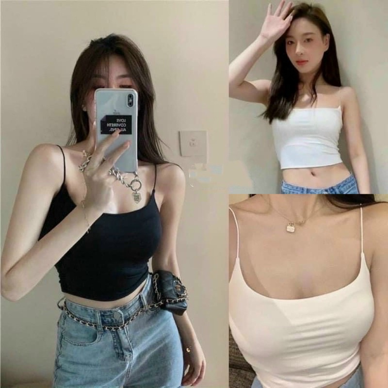 ÁO THUN 2 DÂY CÓ ĐỆM TRƠN CỔ SÂU SEXY MS80168