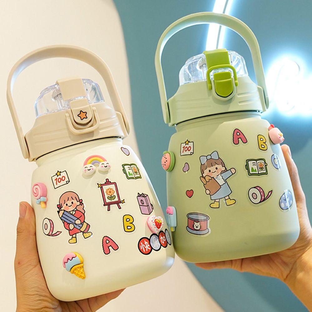 KUNHEV Bình Nước Có Ống Hút Họa Tiết Hoạt Hình Dễ Thương Cho Bé