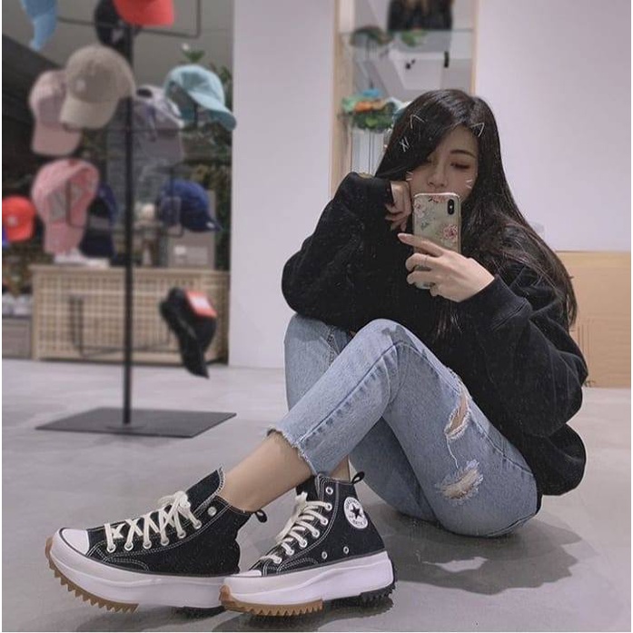 Giày Run Star Đen Trắng Cổ Cao Hike Twisted Classic Tăng Chiều Cao FreeShip Giao Nhanh - Giày Tốt Official