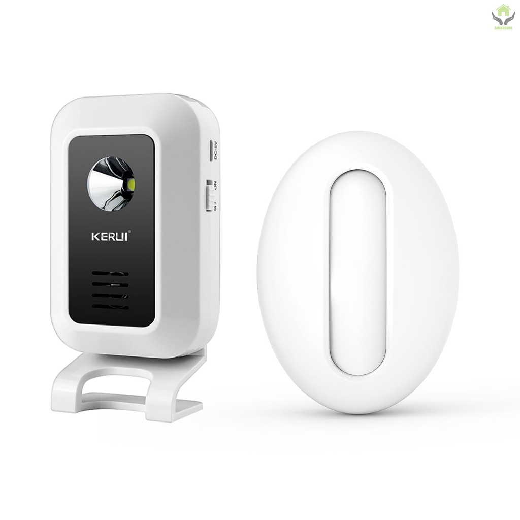 KERUI M7 433MHz Smart Doorbell Wireless Shop Store Welcome Door Entry Chime Night-Light with 1pcs Wireless Infrared Motion Sensor Detector Burglar Alarm