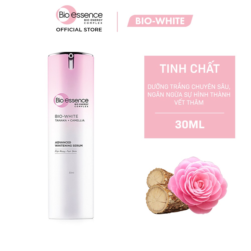 Tinh chất dưỡng trắng chuyên sâu trắng hồng Bio-Essence Bio-White Serum chiết xuất Tanaka &amp; Camellia 30ml