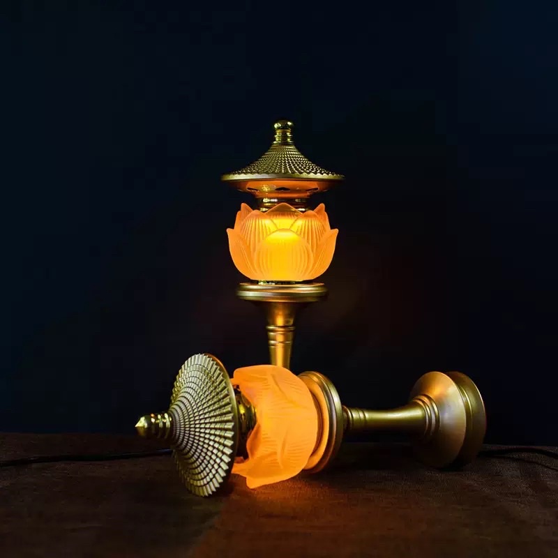 Đèn Thờ Cúng Hoa Sen Lưu Ly - Đèn Điện Thờ Phụng Led Đổi Màu cao cấp