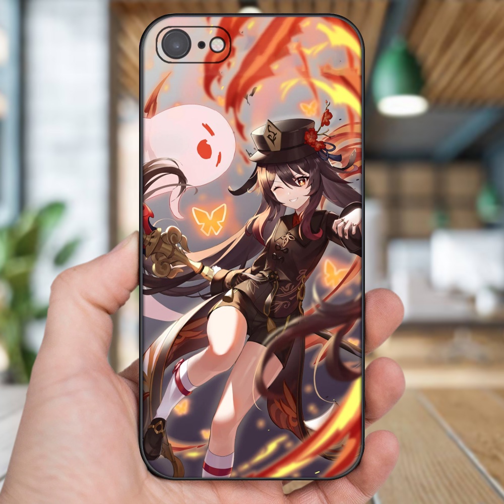 Ốp lưng iPhone 7, 8 dẻo đen cạnh vuông in hình Hutao Genshin Impact