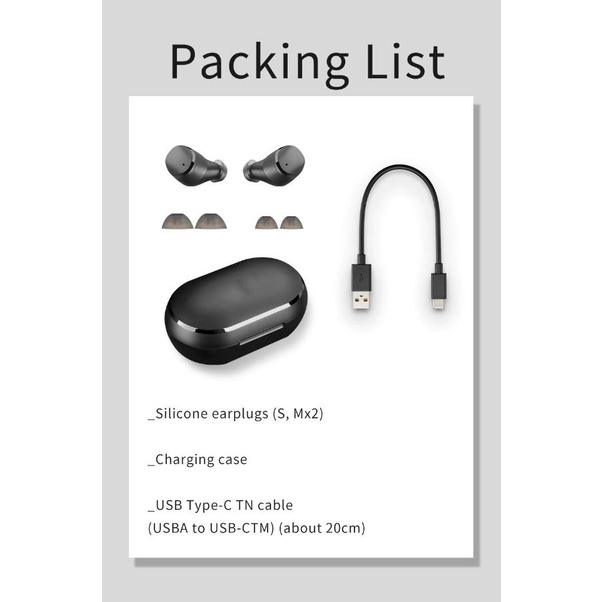 Tai nghe Bluetooth V5.0 True Wireless Earbuds điều khiển cảm ứng hỗ trợ nghe đơn hoặc đôi 2 bên tai và micro HD chống ồn