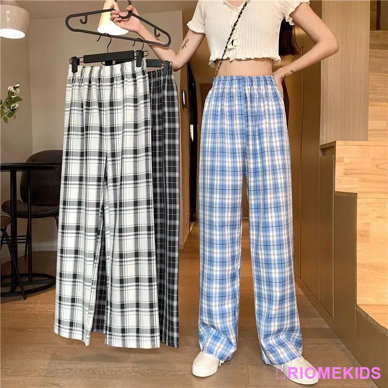 🔥Ready Stock🔥Korean fashion classic plaid wide-legged pants