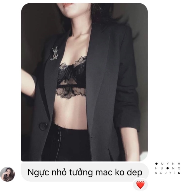 Set bra ren hoa thêu nhập khẩu cao cấp có gọng màu đen