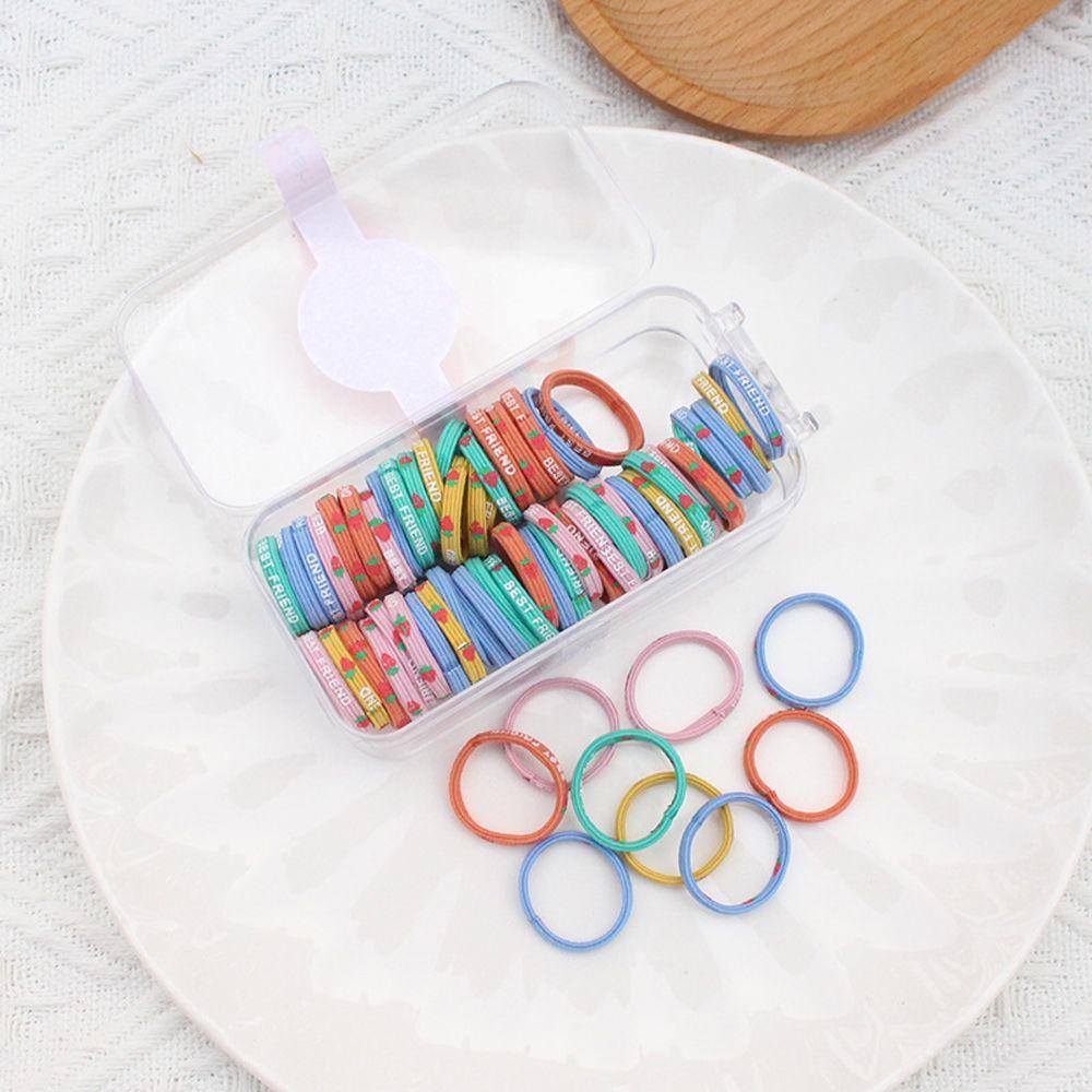 Set 60 Dây Cột Tóc Co Giãn Màu Ngà Ngà Dễ Thương Phong Cách Hàn Quốc Thời Trang Cho Nữ