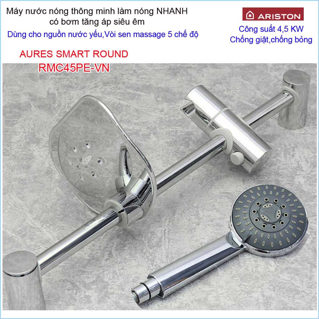 Máy nước nóng Ariston RMC45PE-VN, máy nước nóng trực tiếp có bơm thông minh Aures Smart Round (có bơm) 3195095