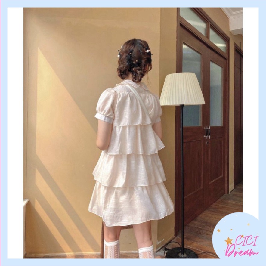Váy tầng cộc tay chất Voan công chúa cổ sen Nora Dress dạo phố babydoll, đầm voan nhiều tầng tiểu thư sang chảnh