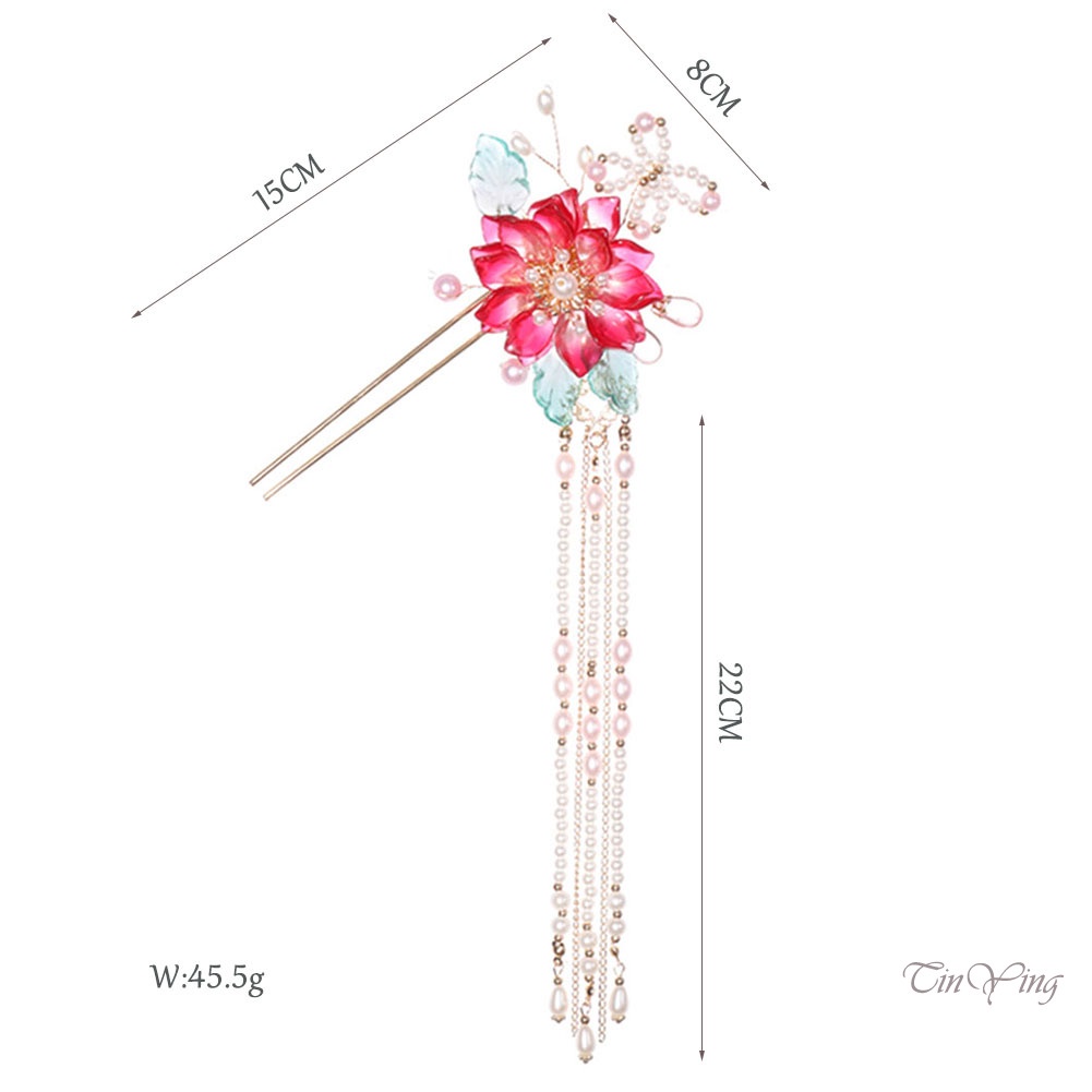 GETNOIVAS Trâm Cài Tóc Dáng Dài Đính Tua Rua Phong Cách Trung Hoa Thanh Lịch Dành Cho Nữ