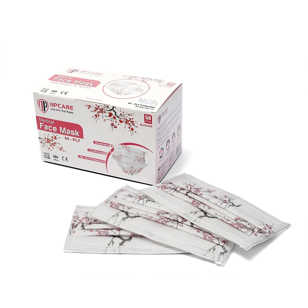 Khẩu Trang Y Tế 4 Lớp NPCARE - Hộp 50 Cái Có Họa Tiết/ Không Họa Tiết