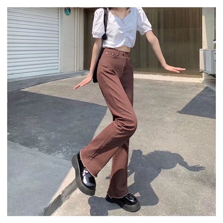 Quần Jeans Nữ Ống Rộng Lưng Cao Thời Trang