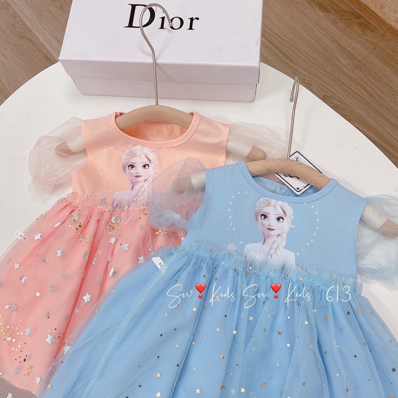 Váy công chúa Elsa đầm xòe phối lưới cực dễ thương