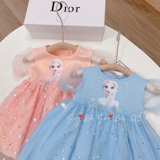 Váy công chúa Elsa đầm xòe phối lưới cực dễ thương