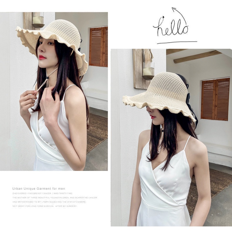 Mũ Nữ Chống Nắng Viền Nhúng Bèo Hở Đầu Gân Tăm P2140