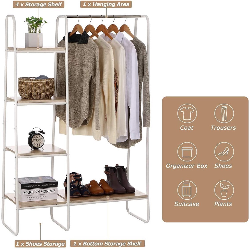 (Cao Cấp) Kệ Treo Quần Áo Chữ A 4 Tầng 2 Ngăn Kệ Để Đồ Rộng Rãi Khung Kim Loại Tiết Kiệm Diện Tích J0321