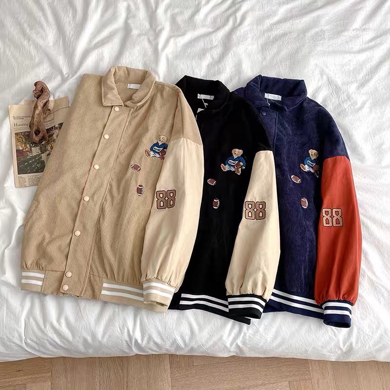 ÁO KHOÁC BOMBER NHUNG TĂM Unisex Form Rộng | BigBuy360 - bigbuy360.vn