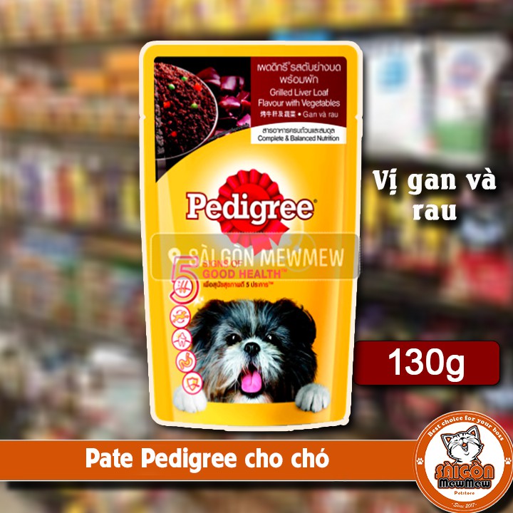 Pate cho chó Pedigree vị GAN VÀ RAU 130g ( đỏ đậm)