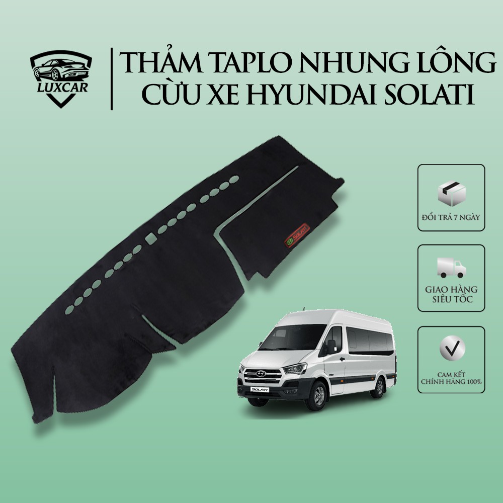 Thảm Taplo Nhung Lông Cừu HYUNDAI SOLATI - Đế Cao Su Chống Trượt LUXCAR đời 2016-2020