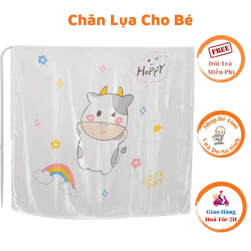 Chăn lụa sợi tre organic đa năng siêu mềm kích thước lớn 1m1 *1m1 cho bé nằm điều hoà